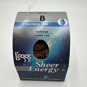 Vintage New L'eggs Sheer Energy Control Top Pantyhose Size B Color Suntan 65507